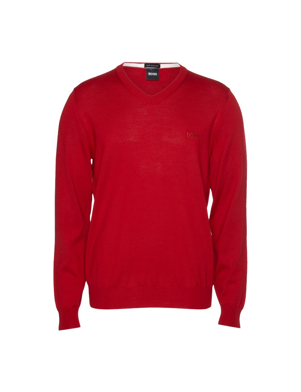 HUGO BOSS MEN'S WOOL RED V-Neck SWEATER