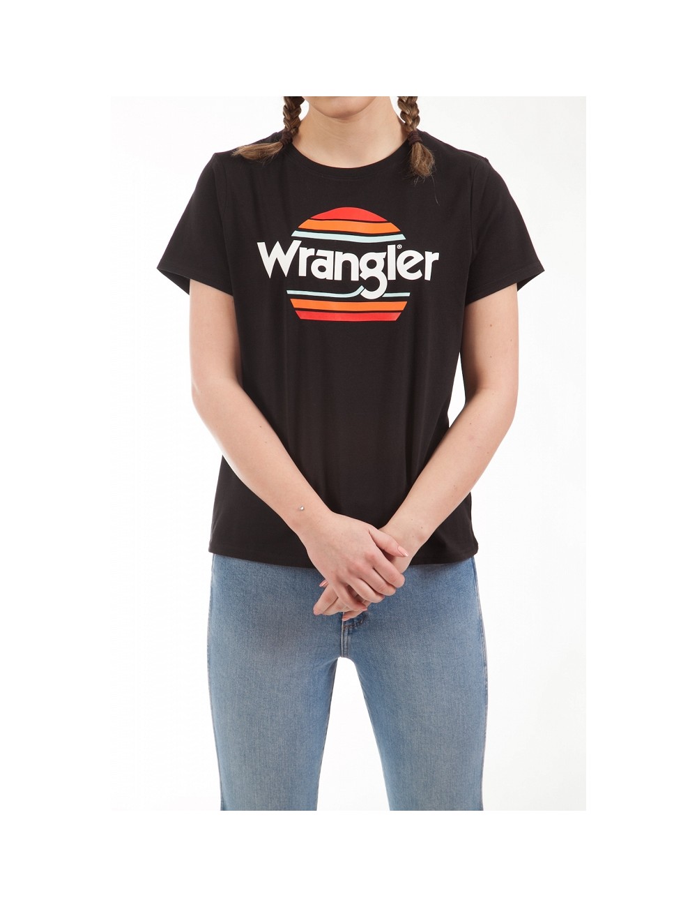 WOMEN'S T-SHIRT WRANGLER SS RAINBOW BLACK