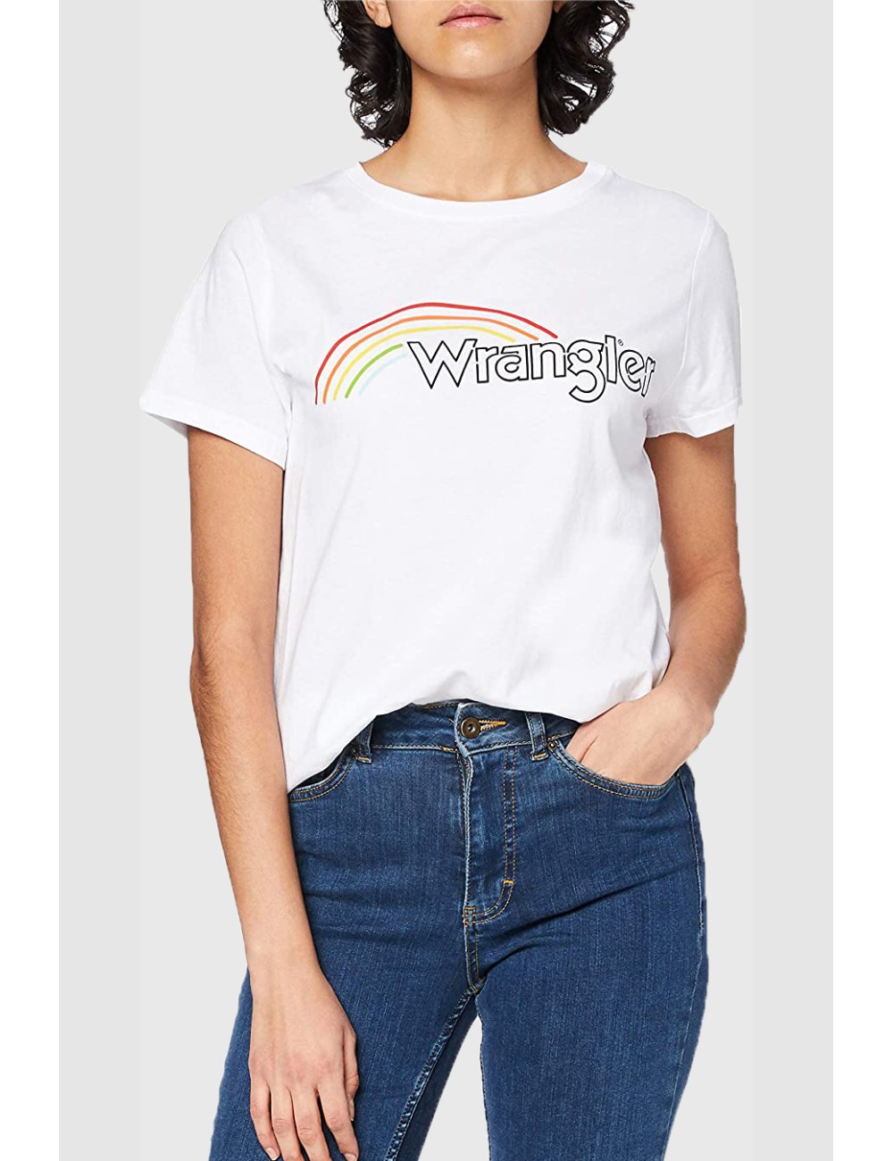 WOMEN'S T-SHIRT WRANGLER SS RAINBOW WHITE