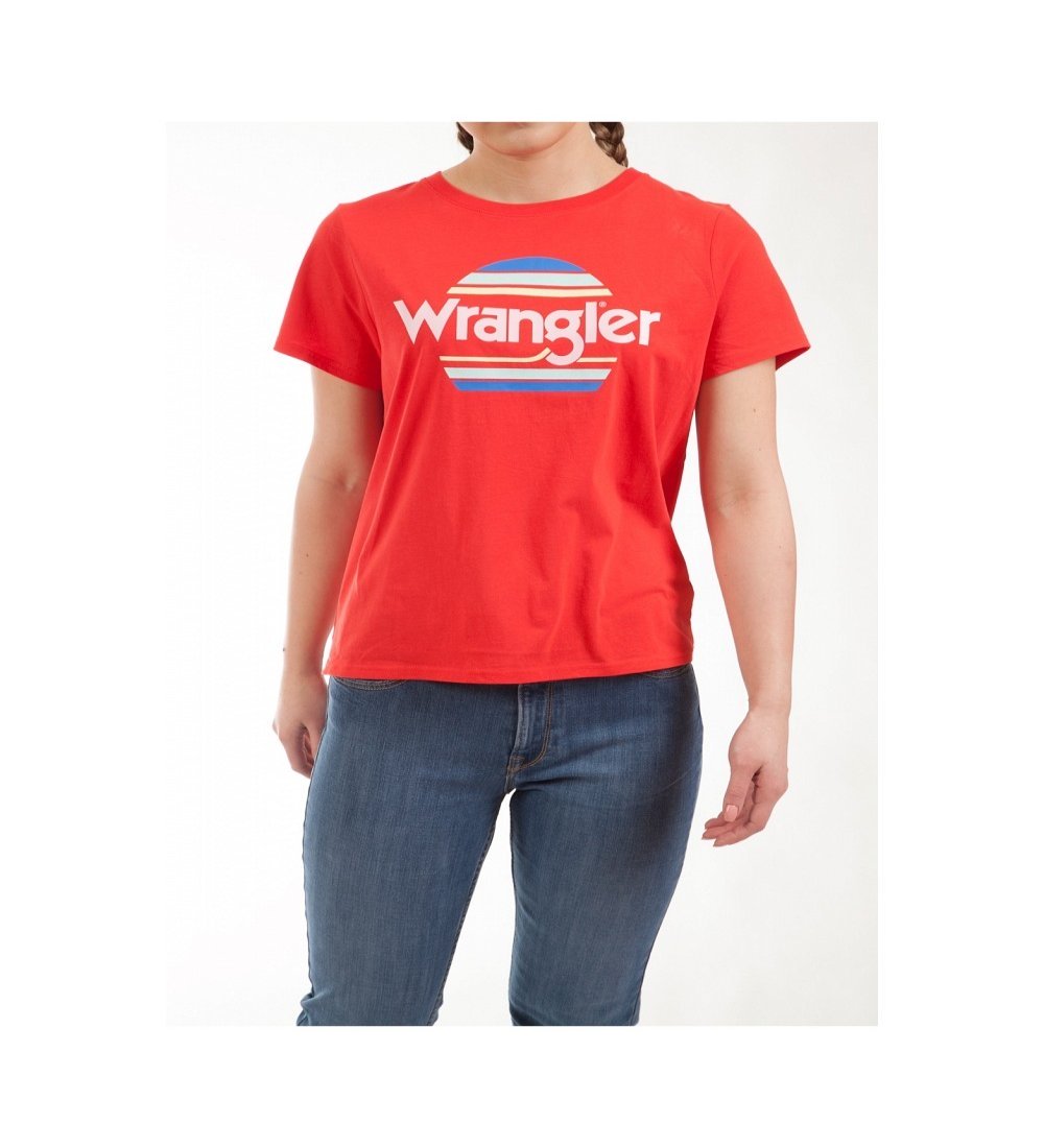 CAMISETA MUJER WRANGLER SS RAINBOW ROJO