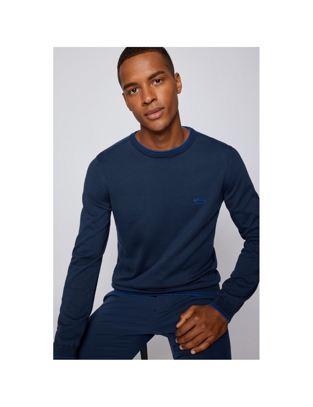 HUGO BOSS RITOM NAVY BLUE MEN'S SWEATER