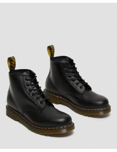 DR MARTENS 101 YELLOW STITCH SMOOTH LEATHER ANKLE BOOTS