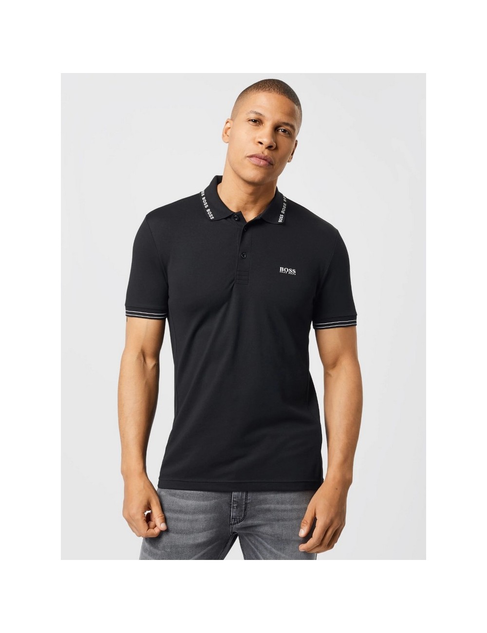 HUGO BOSS PAULE MEN'S POLO SHIRT BLACK