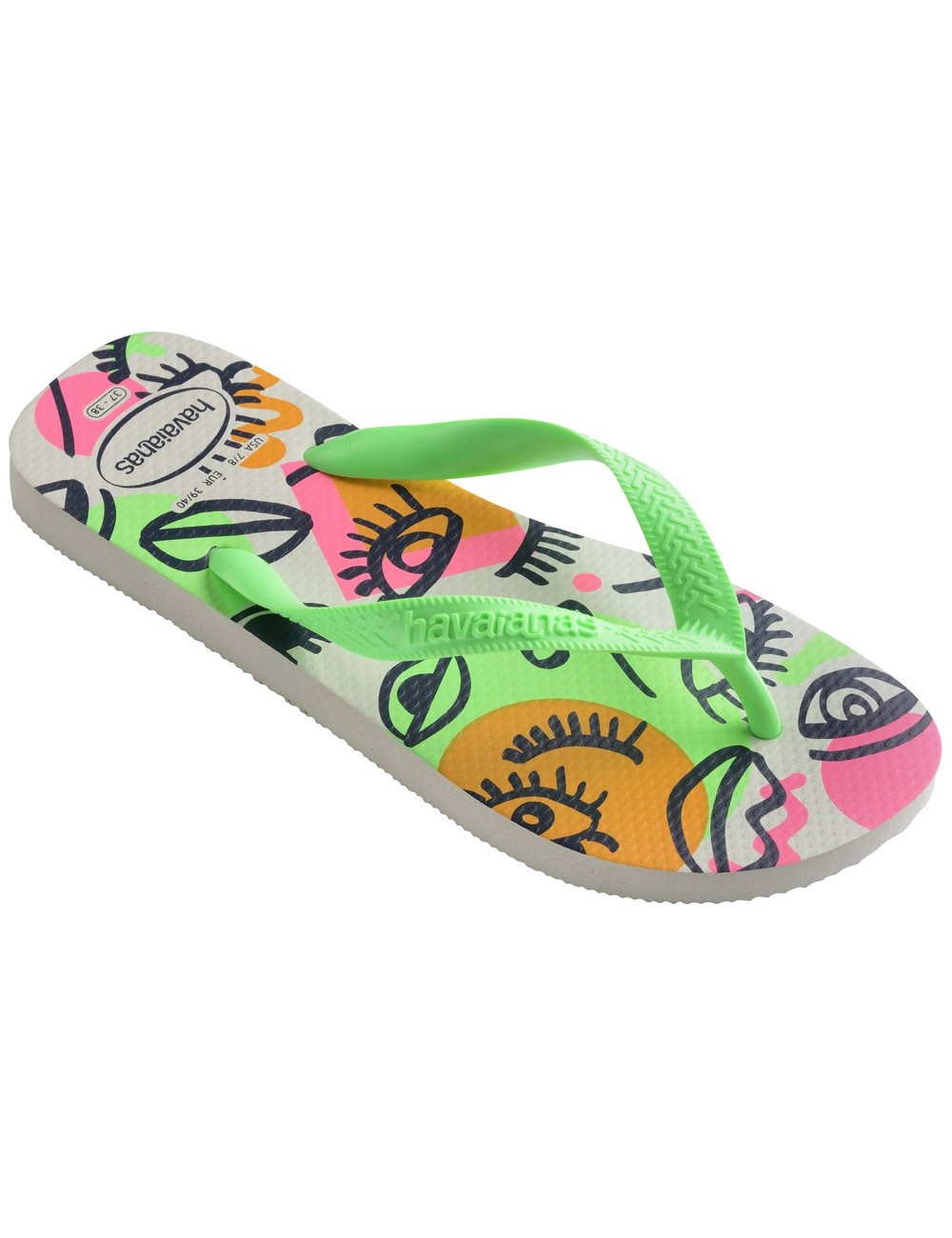 HAVAIANAS TOP COOL WHITE, GREEN FLIP FLOPS