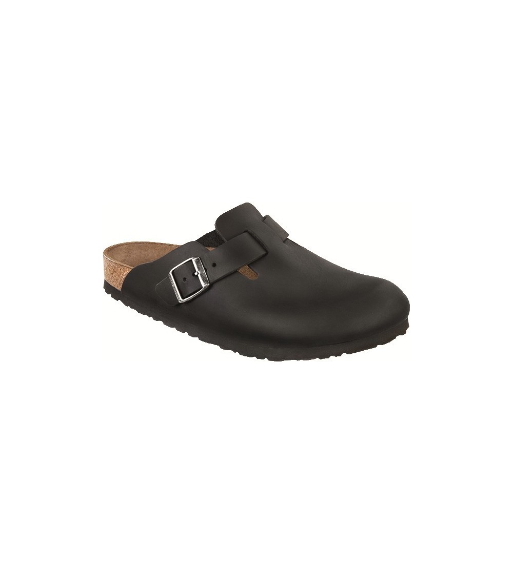 BIRKENSTOCK BOSTON LEOI BLACK NARROW SANDALS