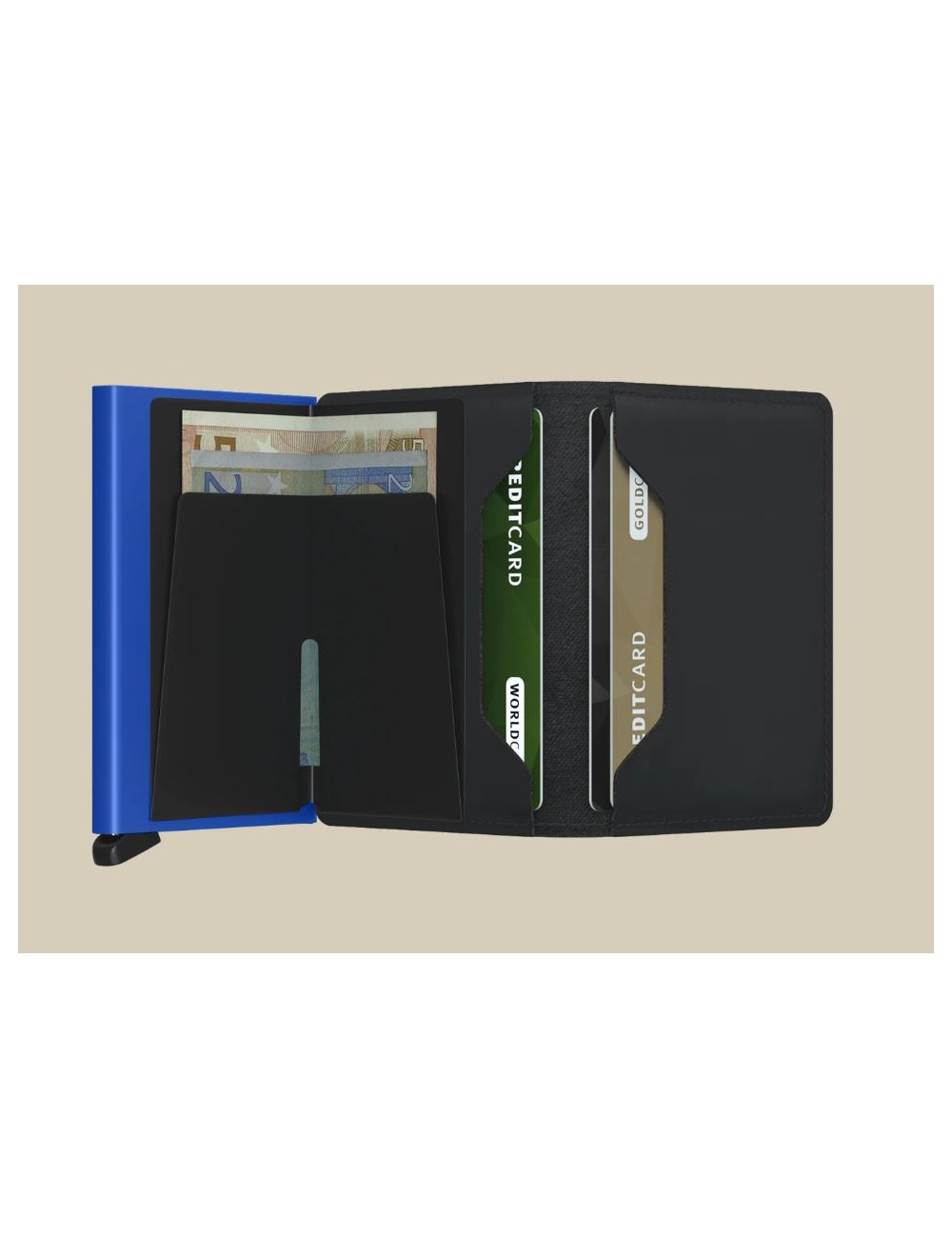 Secrid Slimwallet Matte Black & Blue Portfolio