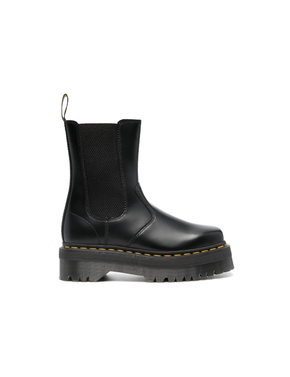 DR Boots. Martens 2976 HI Quad négyzet alakú fekete polírozott sima unisex