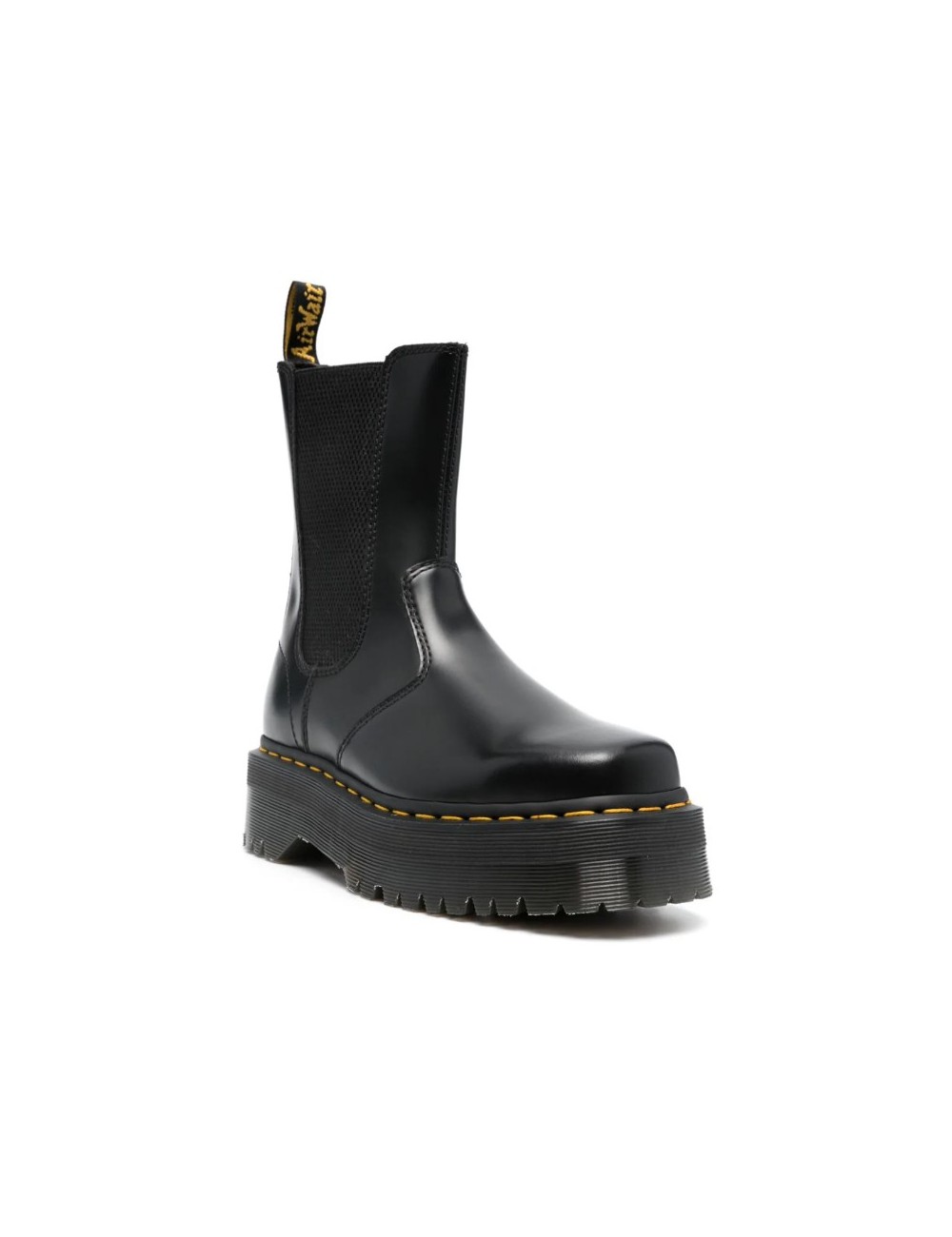 DR Boots. Martens 2976 HI Quad négyzet alakú fekete polírozott sima unisex