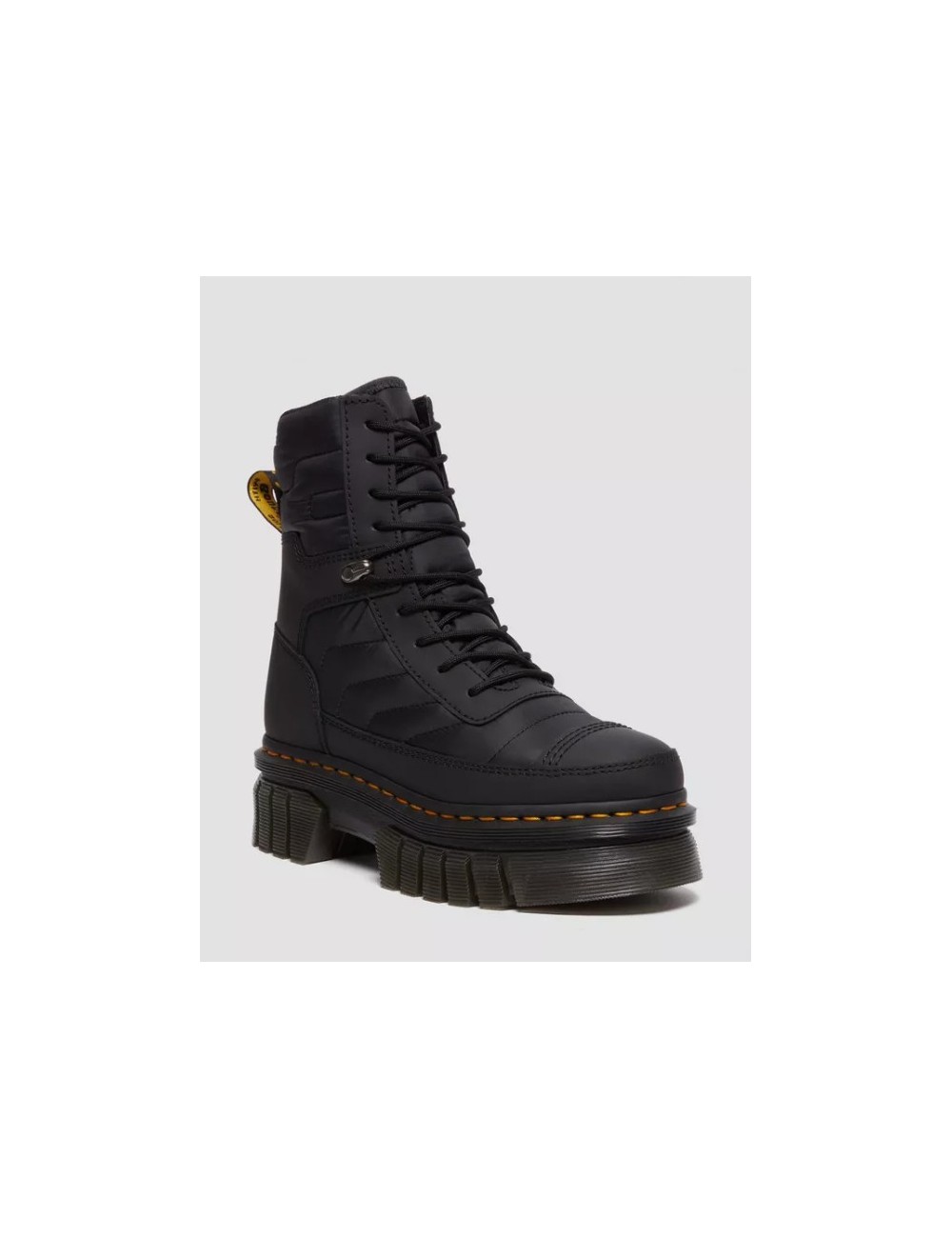 BOTAS DR. MARTENS AUDRICK 8I BOOT BLACK RUBBERISED LEATHER+WARM QUILTED UNISEX