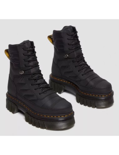 DR. MARTENS AUDRICK 8I BLACK RUBBERISED LEATHER+WARM QUILTED BOOTS