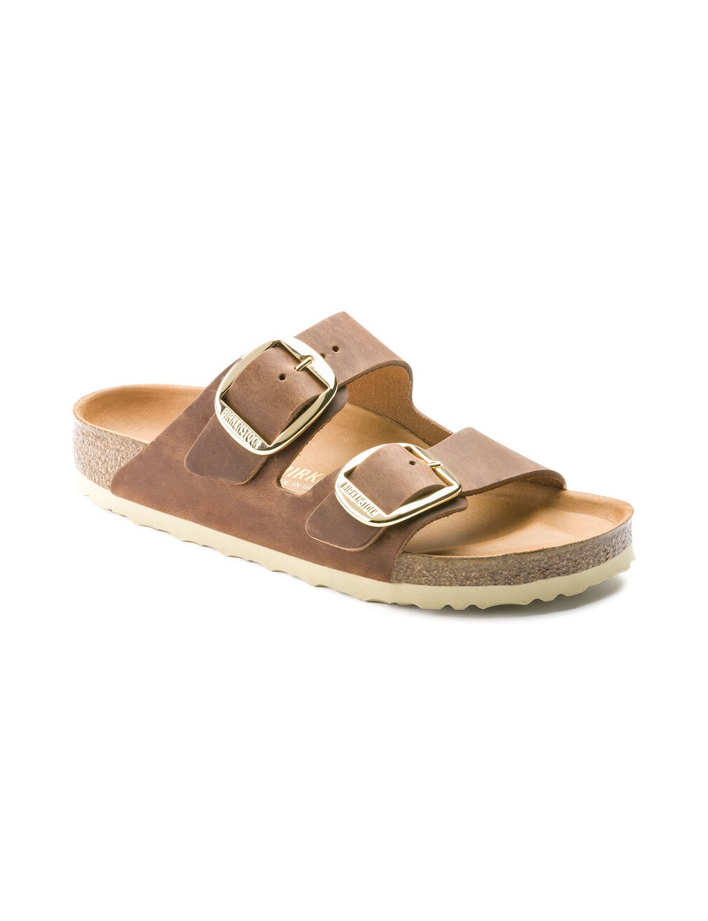 BIRKENSTOCK ARIZONA NAULJENE KONE SANDALE U OBICNOM KONJAK VELIKOJ KOPCI