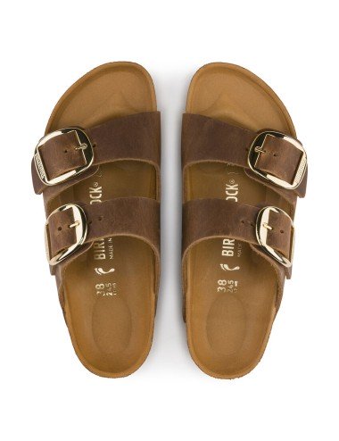 BIRKENSTOCK ARIZONA BIG BUCKLE OILED LEATHER REGULAR COGNAC SANDALS