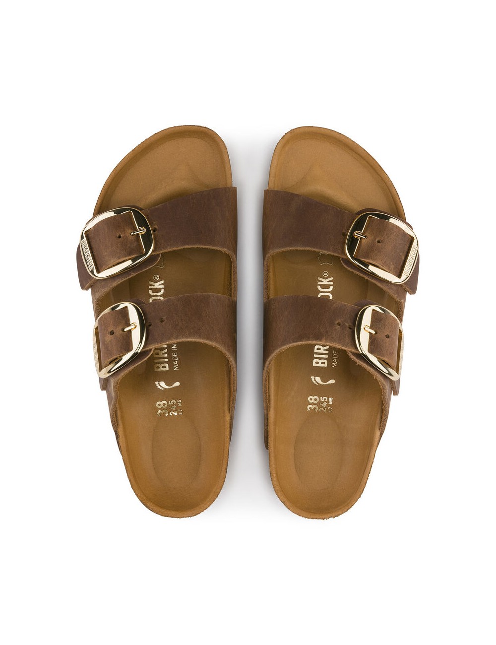 BIRKENSTOCK ARIZONA BIG BUCKLE OILED LEATHER REGULAR COGNAC SANDALS