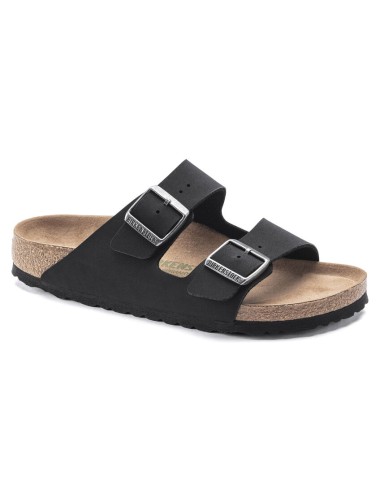 BIRKENSTOCK ARIZONA VEGAN BIRKO-FLOR NUBUCK REGULAR BLACK SANDALS