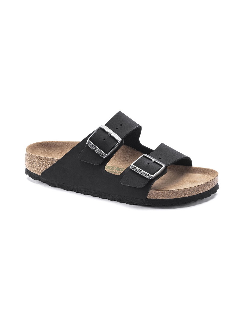 BIRKENSTOCK ARIZONA VEGAN BIRKO-FLOR NUBUCK REGULAR BLACK SANDALS