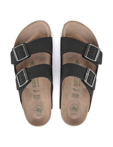 BIRKENSTOCK ARIZONA VEGAN BIRKO-FLOR NUBUCK REGULAR BLACK SANDALS