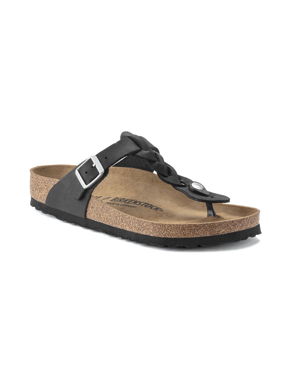 BIRKENSTOCK GIZEH OILED LEATHER REGULAR BLACK SANDALS