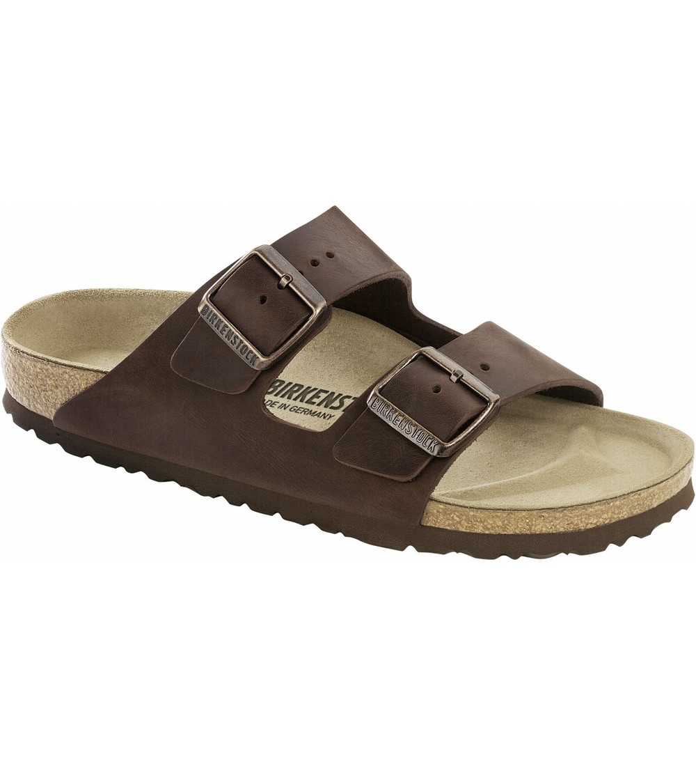 BIRKENSTOCK ARIZONA OILED LEATHER HABANA NARROW SANDALS