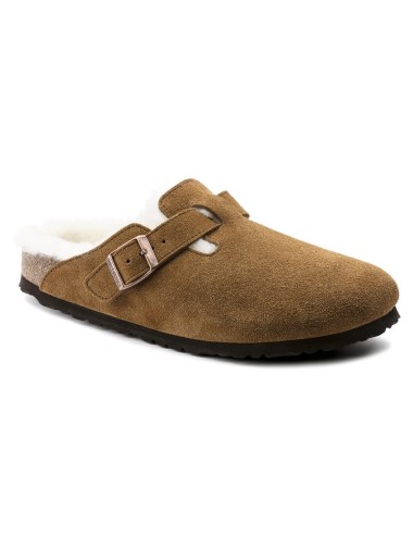 BIRKENSTOCK CLOG BOSTON SHEARLING SUEDE LEATHER/FUR REGULAR MINK