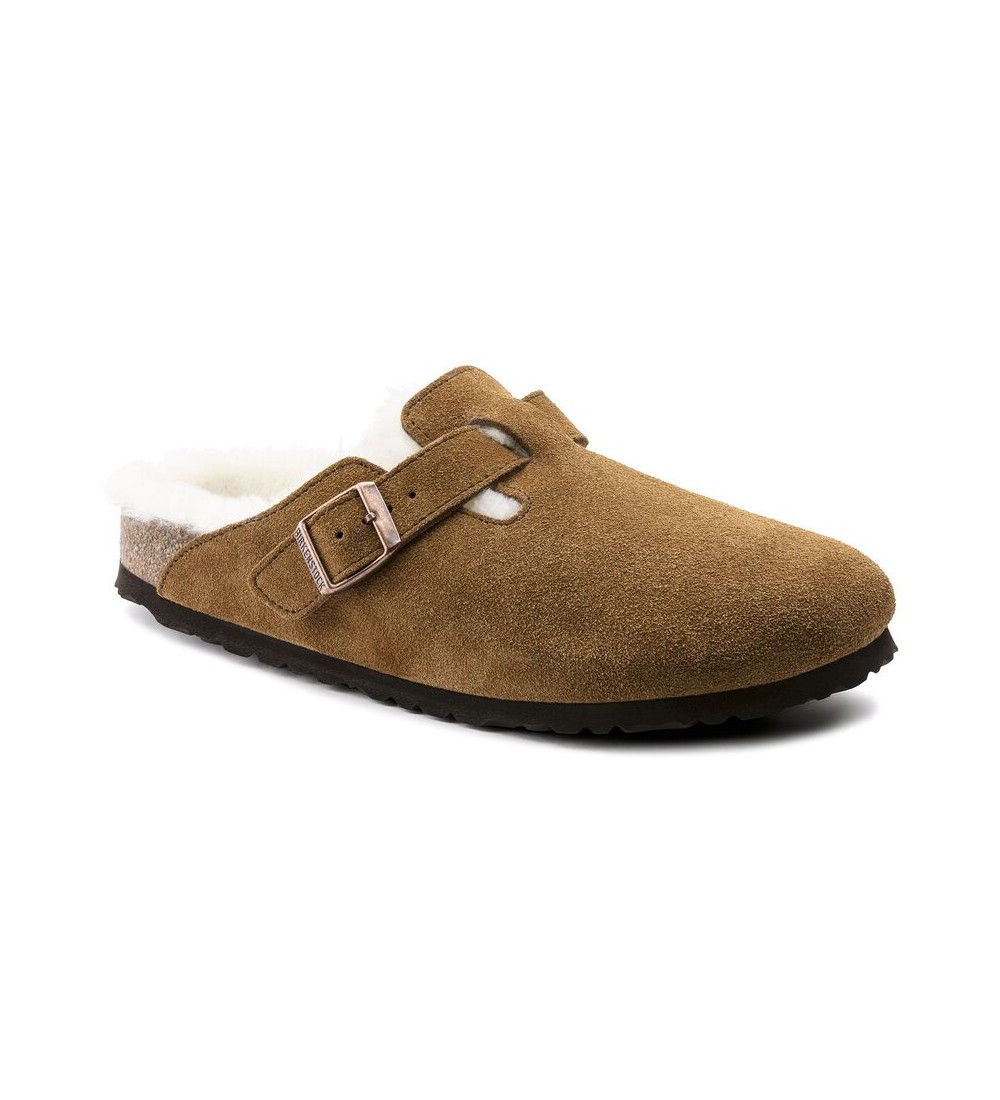 BIRKENSTOCK CLOG BOSTON SHEARLING SUEDE LEATHER/FUR REGULAR MINK