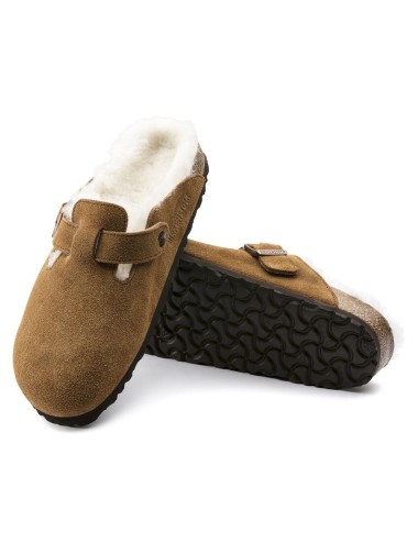 BIRKENSTOCK CLOG BOSTON SHEARLING SUEDE LEATHER/FUR REGULAR MINK