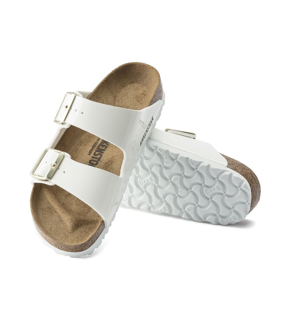 BIRKENSTOCK ARIZONA SANDALE BIRKO-CVJET PATENT REGULAR PATENT BIJELE