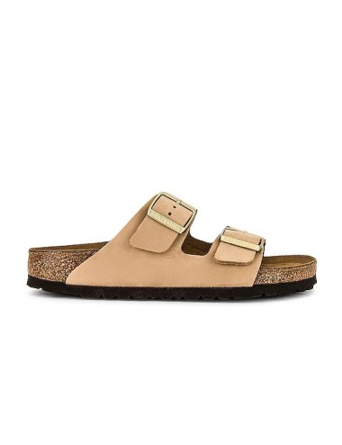 BIRKENSTOCK ARIZONA SOFT FOOTBED NUBUCK LEATHER REGULAR SANDCASTLE SANDALS