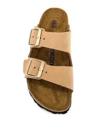 BIRKENSTOCK ARIZONA SOFT FOOTBED NUBUCK LEATHER REGULAR SANDCASTLE SANDALS