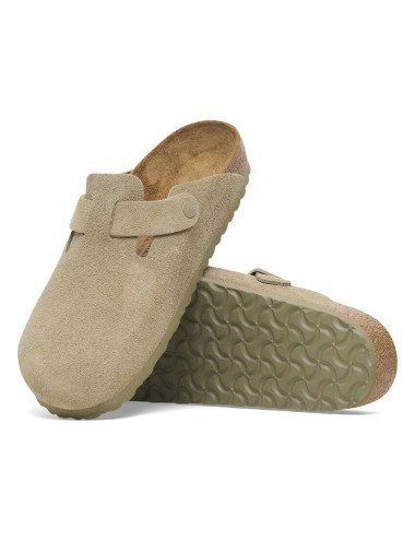 BIRKENSTOCK BOSTON SUEDE LEATHER CLOG REGULAR FADED KHAKI