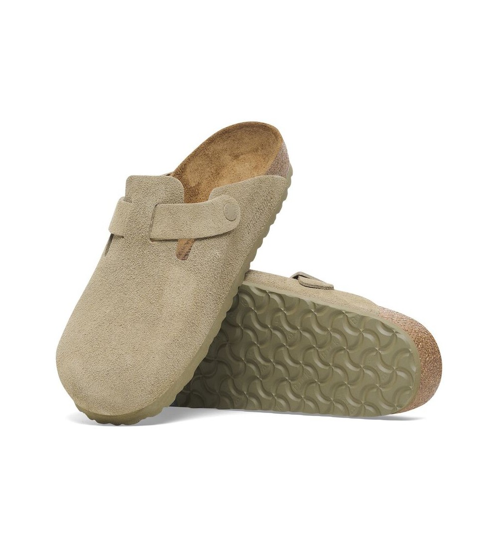 BIRKENSTOCK BOSTON SUEDE LEATHER CLOG REGULAR FADED KHAKI