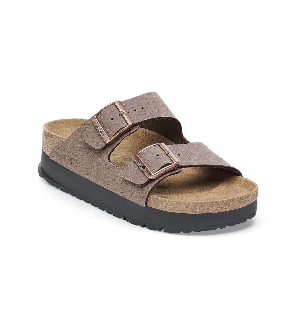 BIRKENSTOCK ARIZONA PAP FLEX PLATFORM SANDALS BIRKO-FLOR NARROW MOCHA