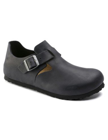 BIRKENSTOCK LONDON OILED LEATHER REGULAR BLACK SHOE.