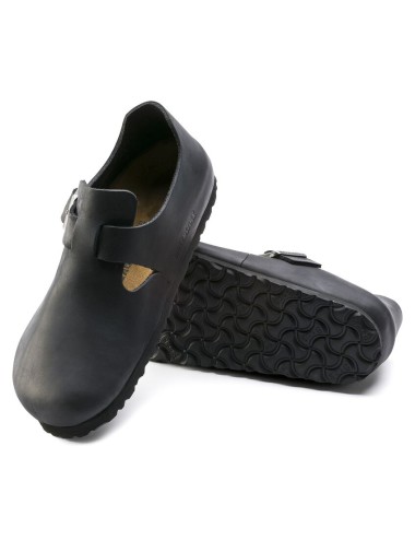 BIRKENSTOCK LONDON OILED LEATHER REGULAR BLACK SHOE.