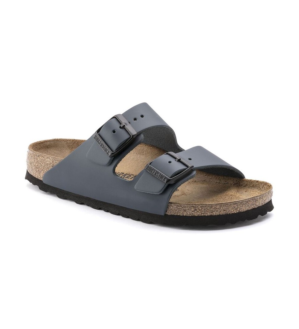 BIRKENSTOCK ARIZONA NATURAL LEATHER REGULAR BLUE SANDALS