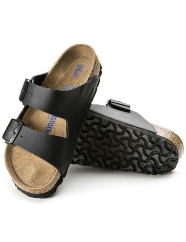 BIRKENSTOCK ARIZONA SOFT FOOTBED SANDALS BIRKO-FLOR REGULAR BLACK.