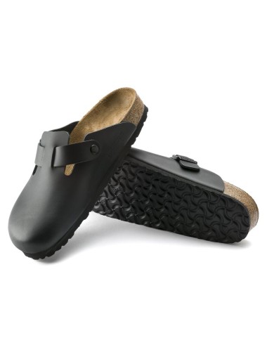 BIRKENSTOCK CLOG BOSTON NATURAL LEATHER REGULAR BLACK