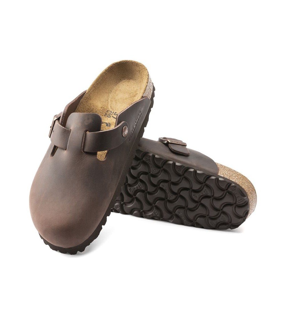 BIRKENSTOCK CLOG BOSTON OILED LEATHER REGULAR HAVANA