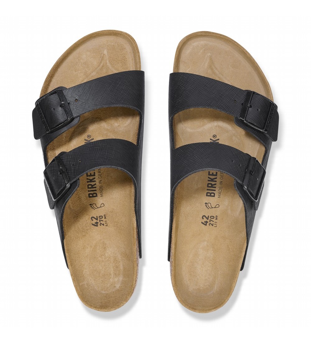 SANDALIAS BIRKENSTOCK ARIZONA MIXED LEATHER REGULAR SAFFIANO BF BLACK