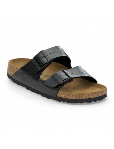 BIRKENSTOCK ARIZONA BS BIRKO-FLOR EMBOSSED REGULAR BF SHINY LIZARD BLACK SANDALS