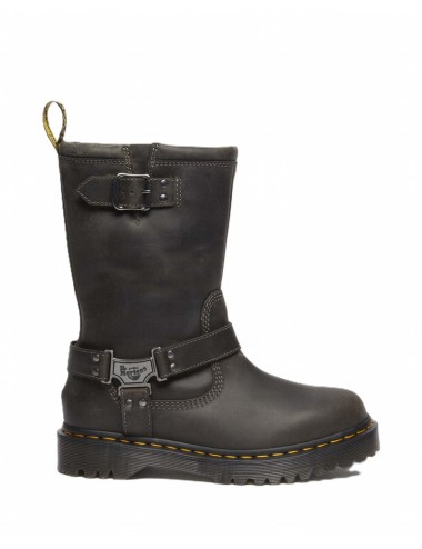 DR. MARTENS ANISTONE HI CHARCOAL GREY BURNISHED WAXY PULL UP BOOTS