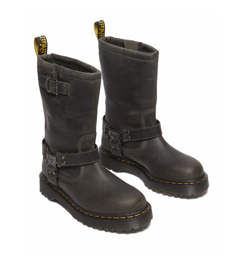 BOTAS DR. MARTENS ANISTONE HI CHARCOAL GREY BURNISHED WAXY PULL UP