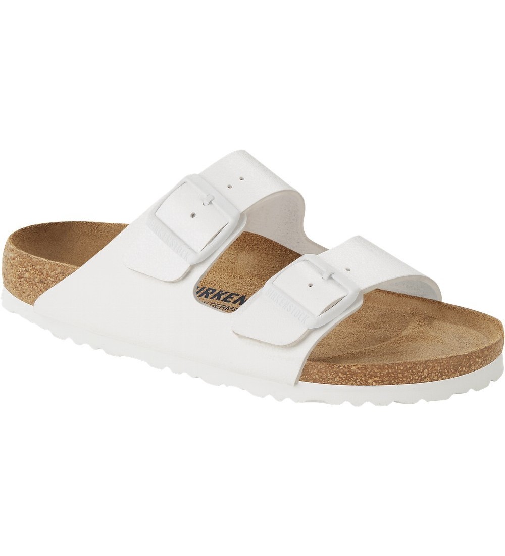 BIRKENSTOCK ARIZONA NATURAL LEATHER REGULAR WHITE SANDALS