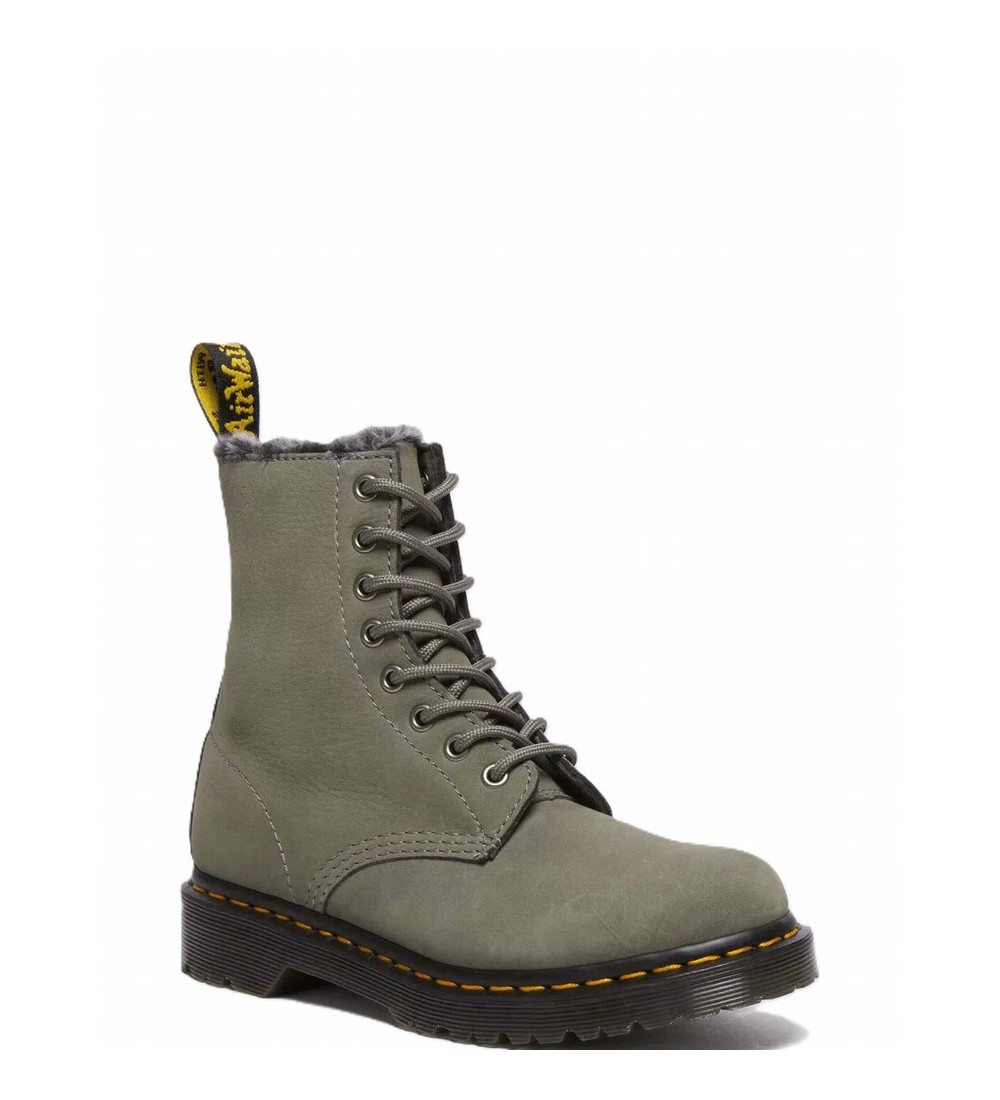 BOTAS DR MARTENS 1460 SERENA NICKEL GREY MILLED NUBUCK WP & BLACK/GREY MILO FUR