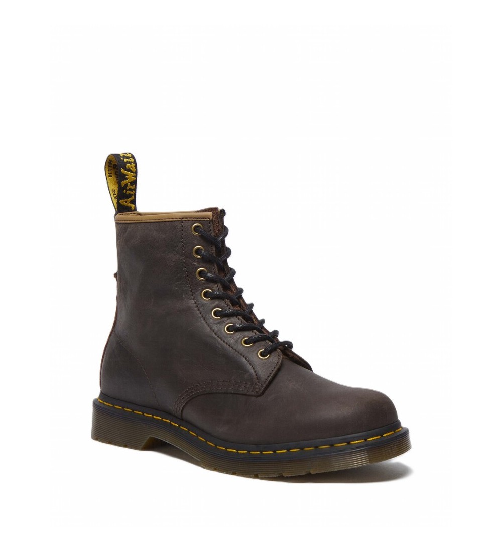 DR. MARTENS 1460 DARK BROWN ANTIQUE PULL UP & DARK BROWN LONG NAPPED SUEDE BOOTS