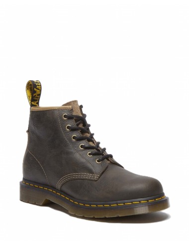 DR. MARTENS 101 DARK KHAKI ANTIQUE PULL UP & DARK KHAKI LONG NAPPED SUEDE BOOTS