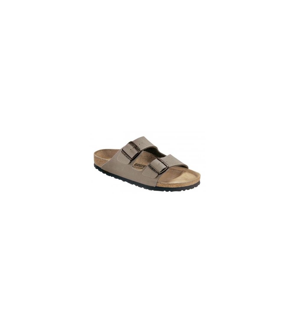 BIRKENSTOCK ARIZONA BIRKO-FLOR NUBUCK STONE NARROW SANDALS