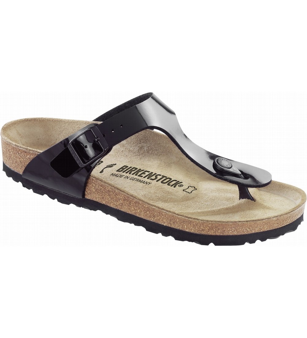 BIRKENSTOCK GIZEH BF PATENT BLACK REGULAR SANDALI