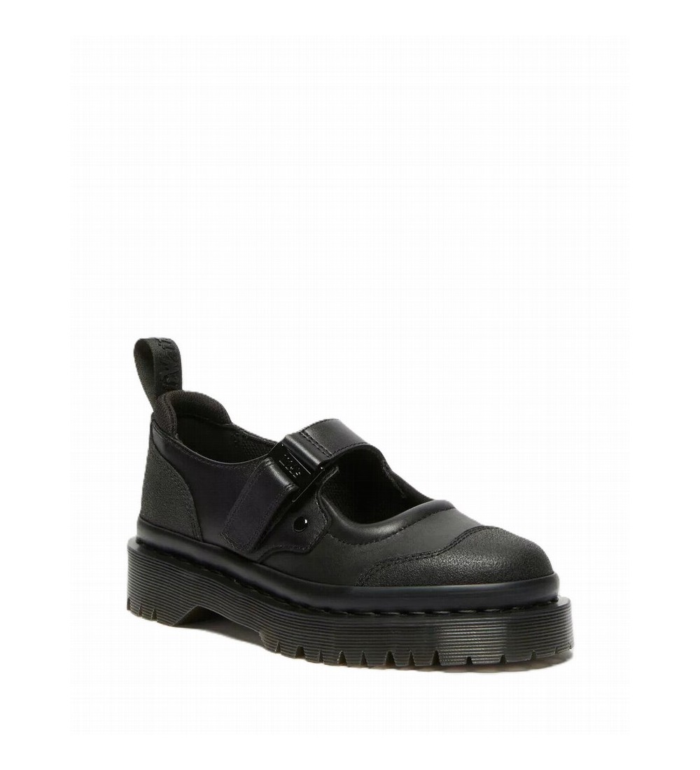 ZAPATOS DR MARTENS BLACK SENDAL+RUBBER GRAINED LEATHER+PK MESH