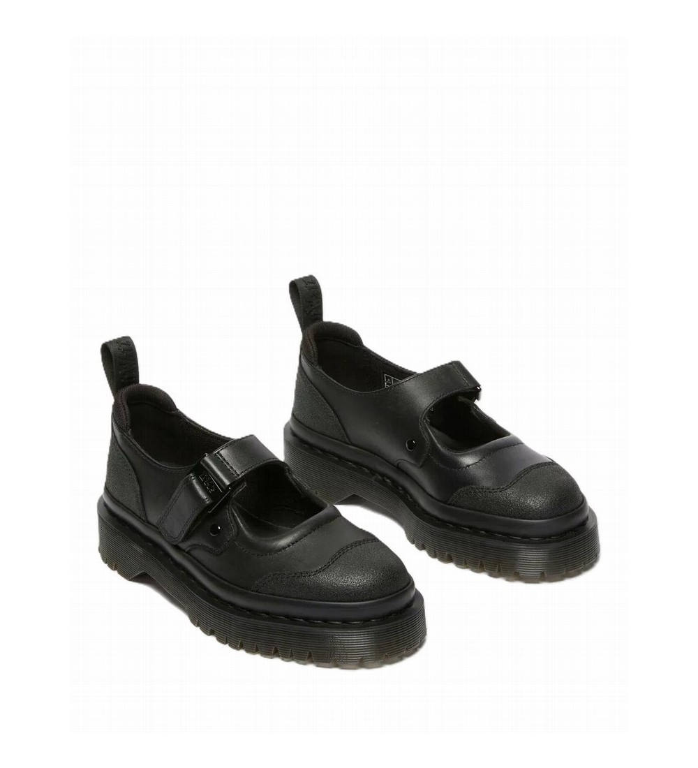 ZAPATOS DR MARTENS BLACK SENDAL+RUBBER GRAINED LEATHER+PK MESH