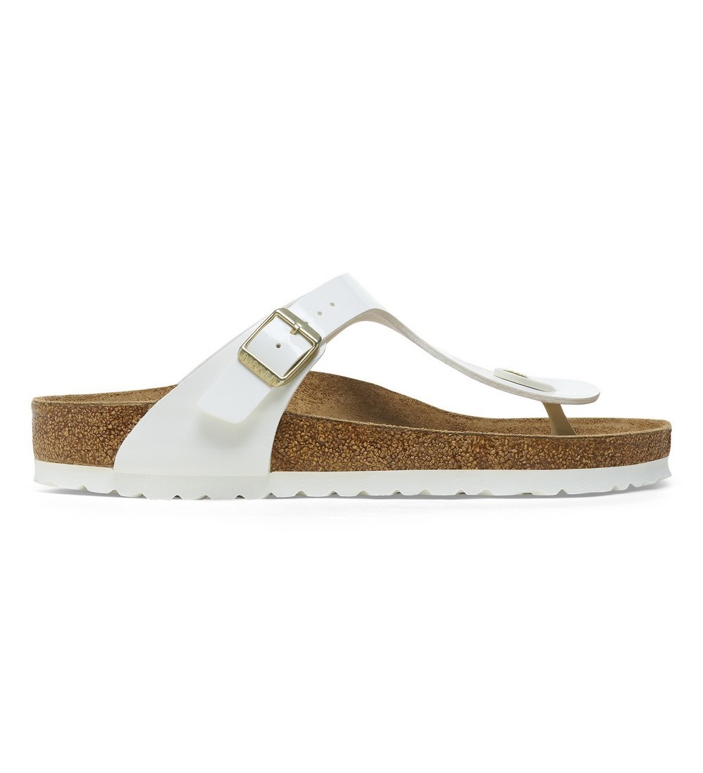 BIRKENSTOCK GIZEH BF PATENT WHITE REGULAR SANDALS
